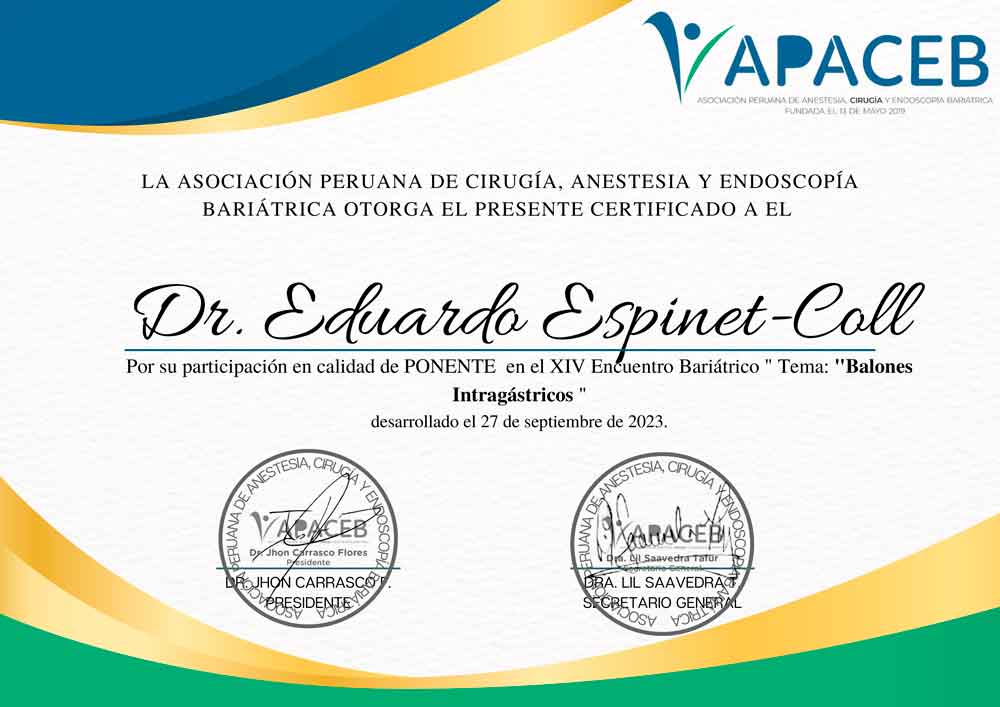 Certificado del Dr. Espinet
